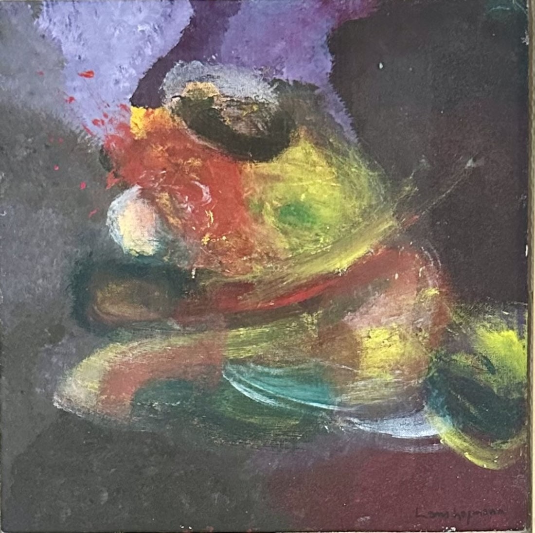 HANS HOFFMAN OIL ON CANVAS ABSTRACT: Attributed to Hans Hoffman, no coa, private collection, medium: oil, measurements: 21"WX23"H framed, ok/good condition Biography: Hans Hofmann was a German-born American painter, renowned as both an a