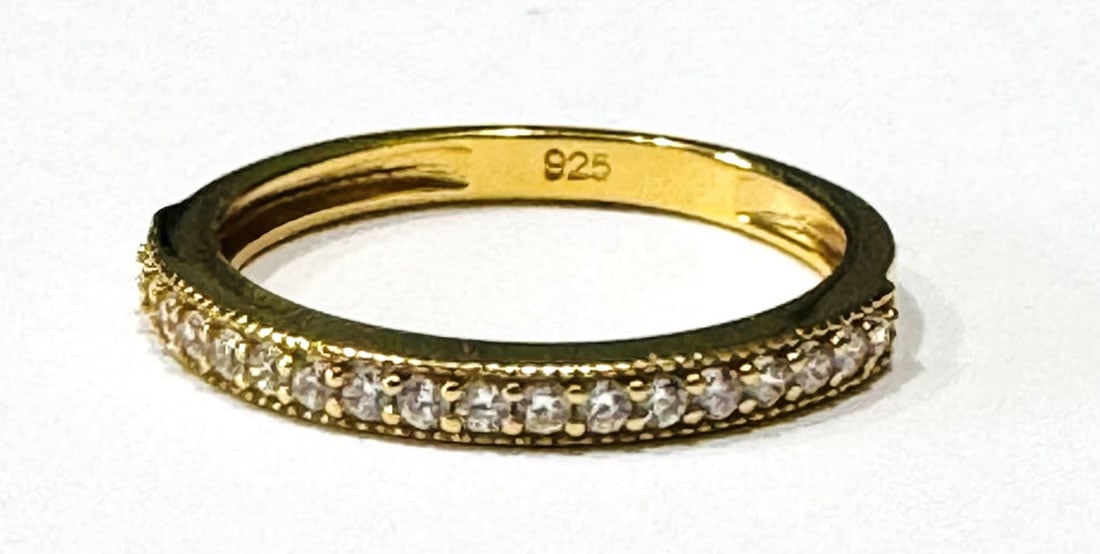 SUPERB ROUND SET 2CT CZ GOLD TONE STERLING RING (1 of 1)