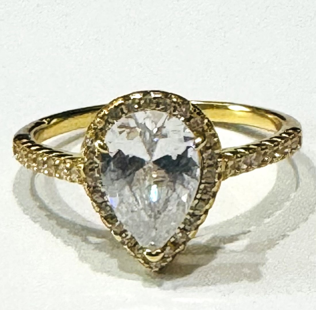 STUNNING PEAR CUT 5CT CZ ENGAGEMENT STERLING RING (1 of 1)
