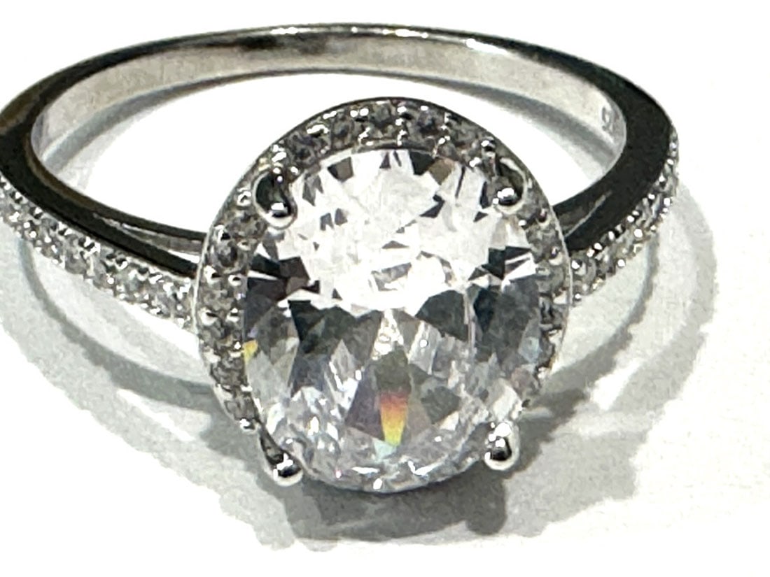 GLAM OVAL SET 4CT CZ STERLING SOLITAIRE RING (1 of 2)