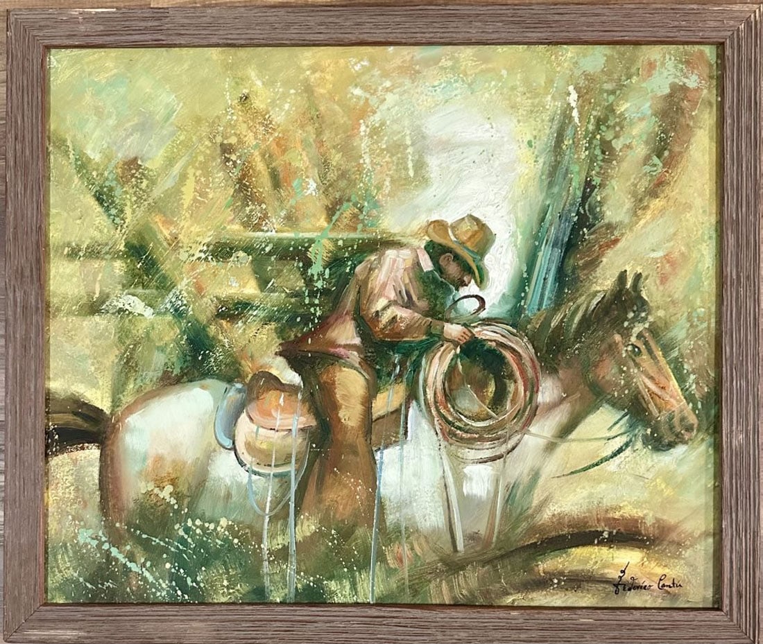 FEDERICO CANTU GARZA OIL ON CANVAS (MEXICO): Attributed to Federico Cantu Garzano coa, private collection, medium: oil, measurements: 22"hx26"w framed, good condition Biography: Federico Heraclio Cantú Garza was a Mexican painter, engraver and