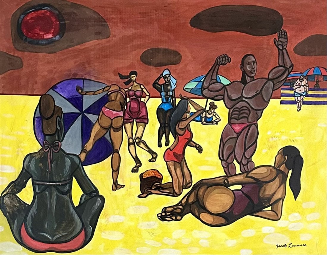 JACOB LAWRENCE (1917-2000) OIL ON PAPER (1 of 3)