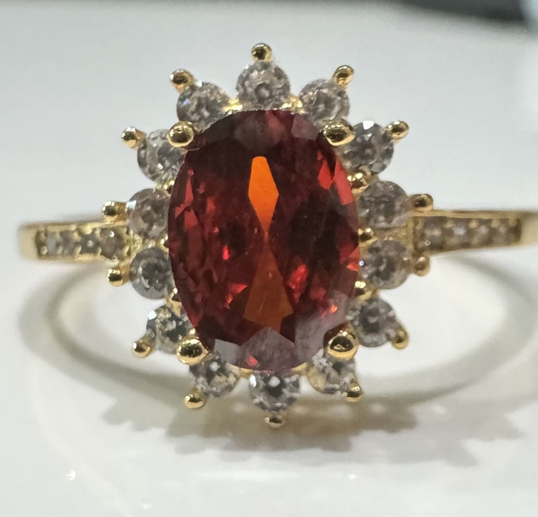 GLAM OVAL 2CT RED SOLITAIRE COCKTAIL RING (1 of 1)