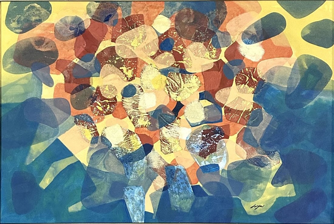 JOSE T. JOYA ACRYLIC ON CANVAS: Attributed to Jose T. Joya, no coa, private collection, medium: acrylic measurements: 36"W BY 24"H unframed, good condition Biography: José Tanig Joya was a Filipino abstract artist and a National Ar