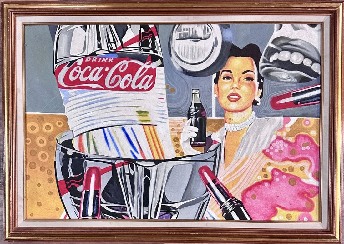 ELAINE STURTEVEANT ACRYLIC ON CANVAS: Attributed to Elaine Sturtevant, no coa, private collection, medium: acrylic, measurements: 36"W BY 24"H unframed, good condition, framed Biography: Elaine Frances Sturtevant (née Horan; August 23, 1