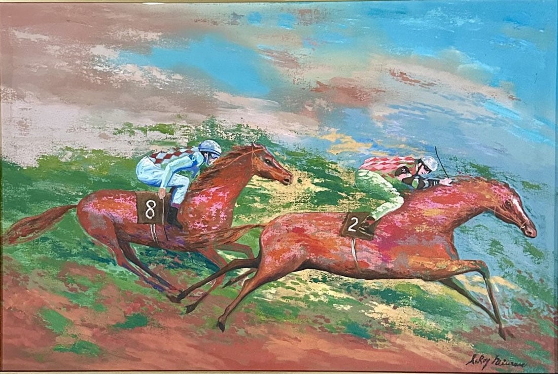 LEROY NEIMAN OIL ON CANVAS "JOCKEYS" (1 of 3)