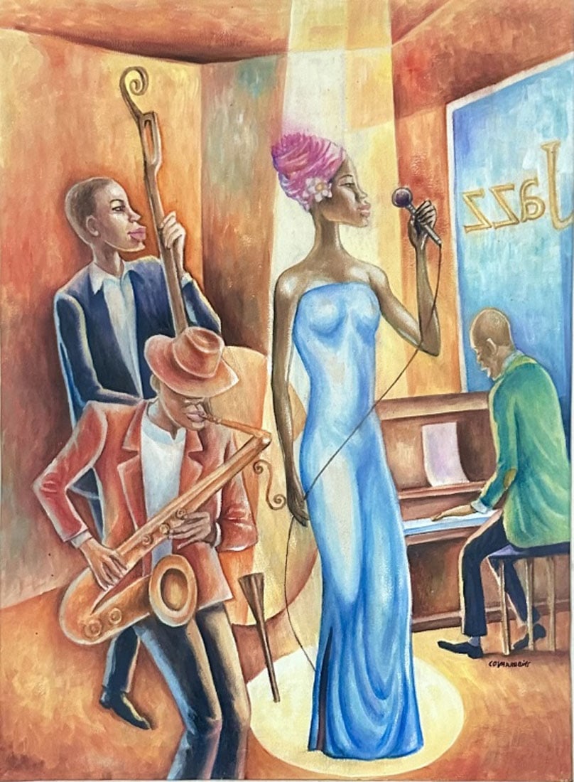 MIGUEL COVARRUBIAS MIXED MEDIA ON PAPER: Miguel Covarrubias, no coa, private collection, medium: mixed media, measurements: 34"H BY 26"W unframed, good condition, frame,d Biography: Miguel Covarrubias, also known as José Miguel Covarrubias