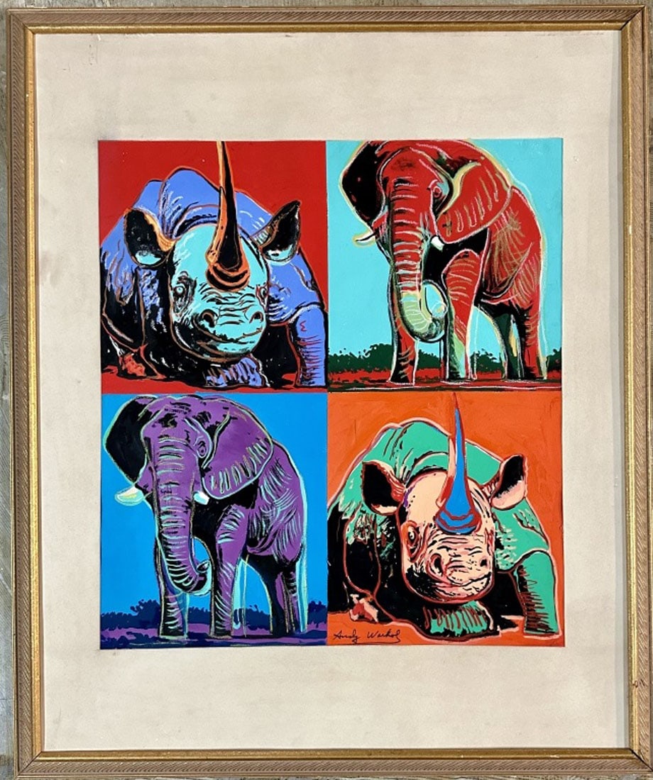ANDY WARHOL MIXED MEDIA ON PAPER: Andy Warhol, no coa, private collection, medium: measurements: 35"WX42"H framed, no glass in frame, good condition Biography: Andy Warhol was an American visual artist, film director and producer. A l