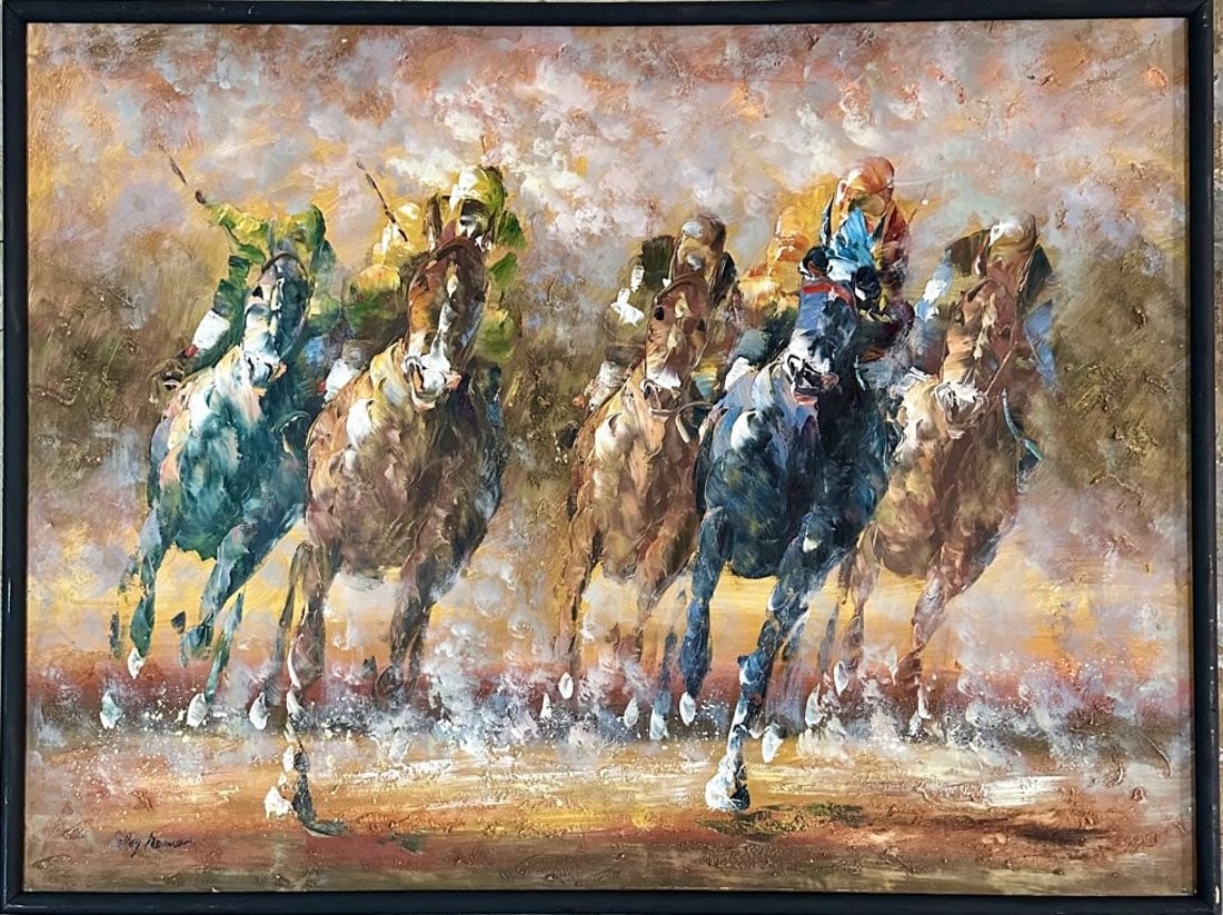 LEROY NEIMAN ACRYLIC ON CANVAS: Leroy Neiman, no coa, private collection, medium: acrylic, measurements: 48"W X36"H framed, good condition Biography: LeRoy Neiman was an American artist known for his brilliantly colored, expressioni