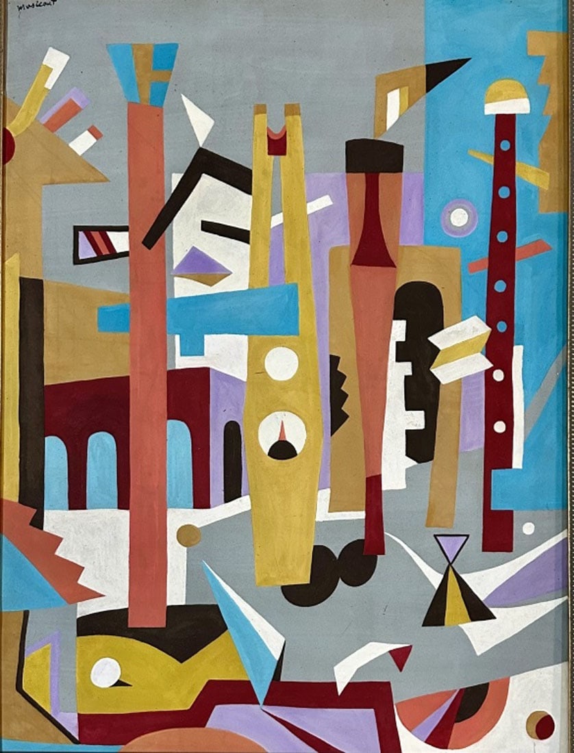 TOBIAS MUSICANT OIL ON CANVAS: Tobias Musicant, no coa, private collection, medium: oil, measurements: 35"wx45"h framedc, good condition Biography: A modernist painter of the 20th, and into the 21st Century, Tobias (Ted) Musicant l