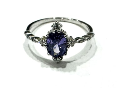 MARVELOUS 1CT OVAL SET AMETHYST STERLING RING