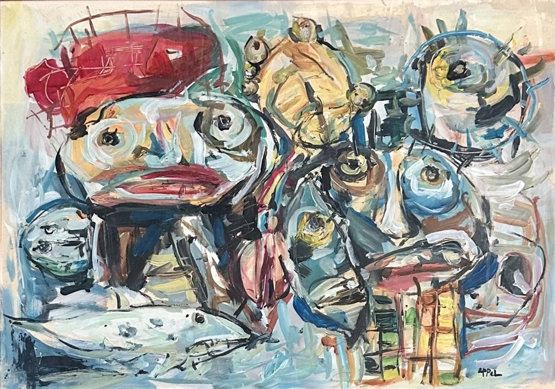 KAREL APPEL ABSTRACT OIL ON PAPER (1 of 3)