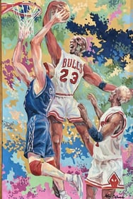 LEROY NEIMAN MICHAEL JORDAN OIL ON CANVAS