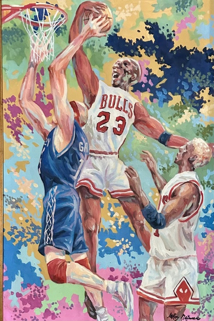 LEROY NEIMAN MICHAEL JORDAN OIL ON CANVAS (1 of 4)