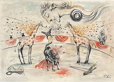 SALVADOR DALI WATERCOLOR ON PAPER