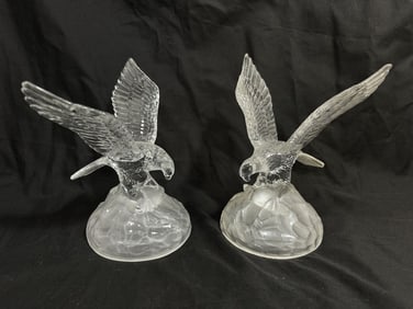 (2) GORGEOUS CRYSTAL EAGLE SCULPTURES
