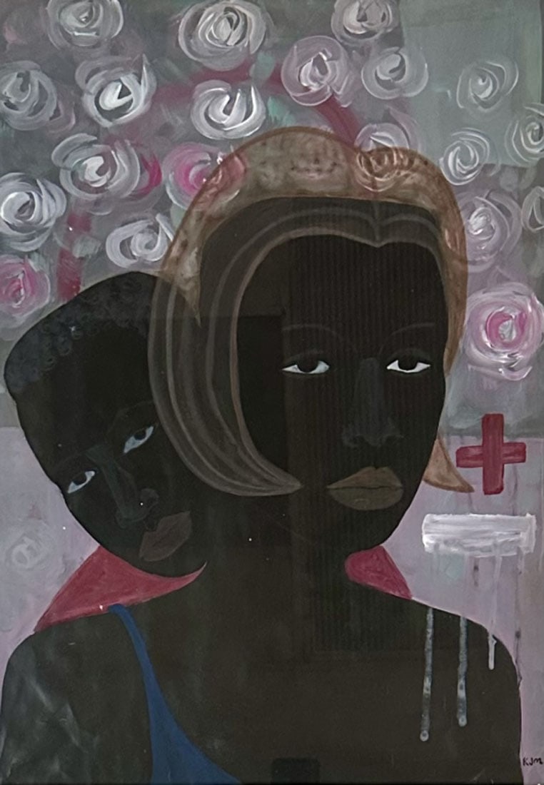 KERRY JAMES MARSHALL ACRYLIC ON PAPER: Kerry James Marshall, private collection, medium: acrylic measurements: 43"H X34"W framed, good condition Biography: Kerry James Marshall is an American artist and professor, known for his paintings o