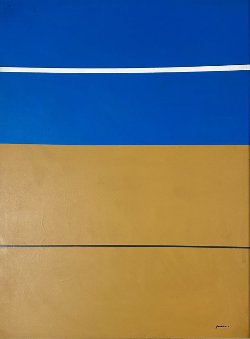 YVES GAUCHER ABSTRACT ACRYLIC ON CANVAS: Yves Gaucher, private collection, medium: oil, measurements: 48"H X 36"W framed, good condition Biography: Yves Gaucher, CM was an abstract painter and printmaker. He is considered a leader amongst Qu