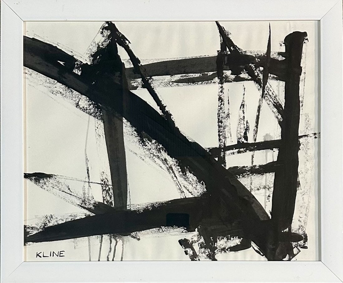 FRANZ KLINE OIL ABSTRACT ON PAPER PAINTING: Franz Kline, no coa, private collection, medium: oil, measurements: 24"WX20"H framed, good condition Biography:Franz Kline was an American painter. He is associated with the Abstract Expressionist mov