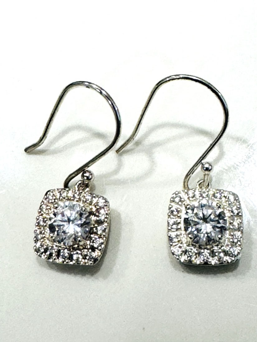 EXQUISITE 1CT CZ FILIGREE DANGLE EARRINGS (1 of 1)