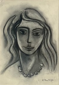 HENRI MASTISSE CHARCOAL SKETCH ON PAPER