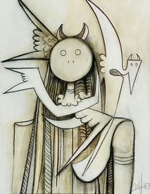 WIFREDO LAM (CUBA) PASTEL ON PAPER ABSTRACT