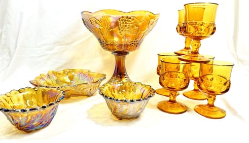 IRIDESCENT CARNIVAL GLASS ASSORTED