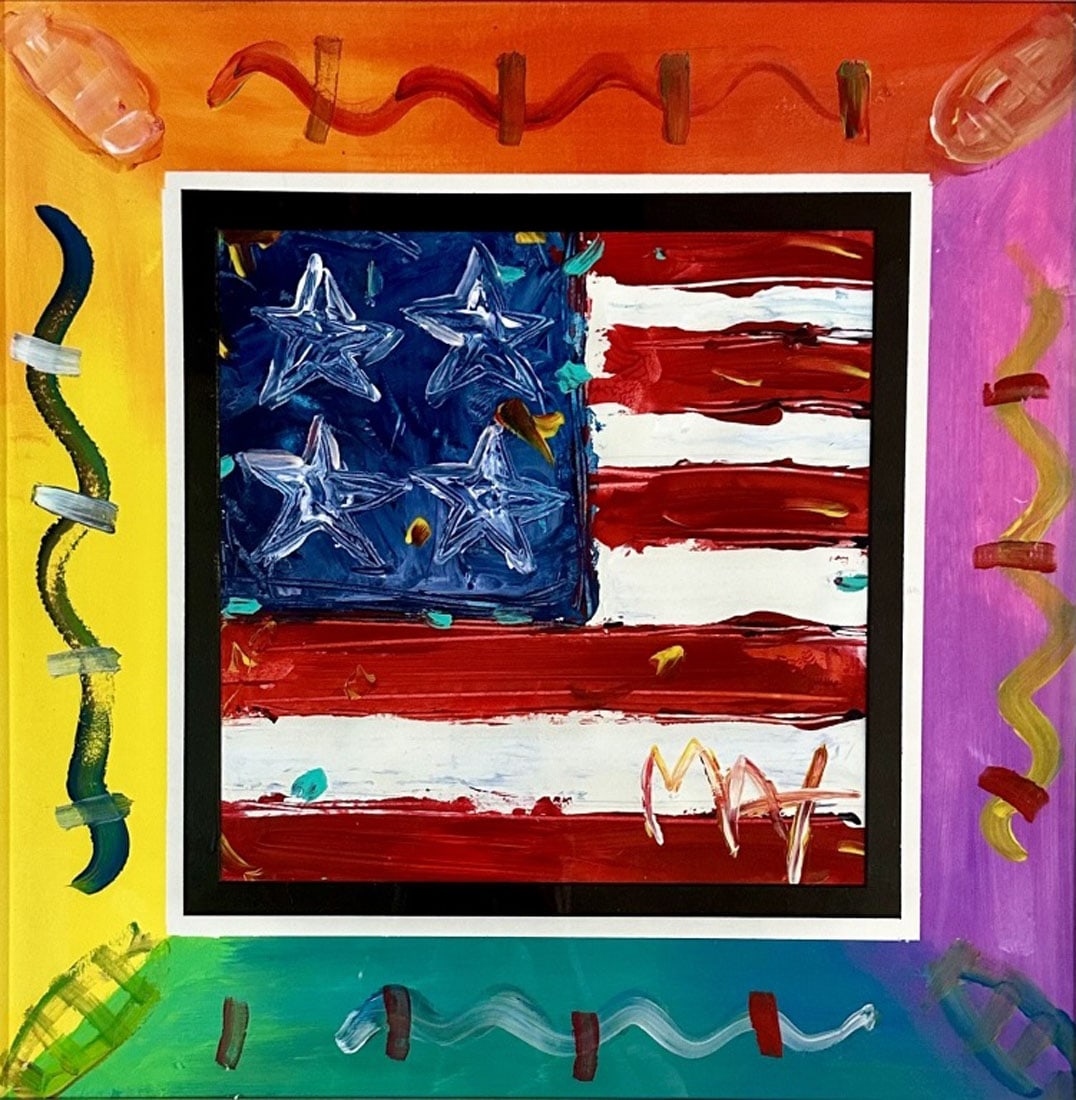 PETER MAX AMERICAN FLAG OIL PAINTING (1 of 3)