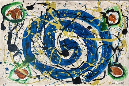 SAM FRANCIS (AMERICAN) OIL ON CANVAS ABSTRACT
