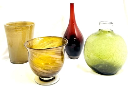 EXQUISITE LOT OF (4) ESTATE ART GLASS VASES