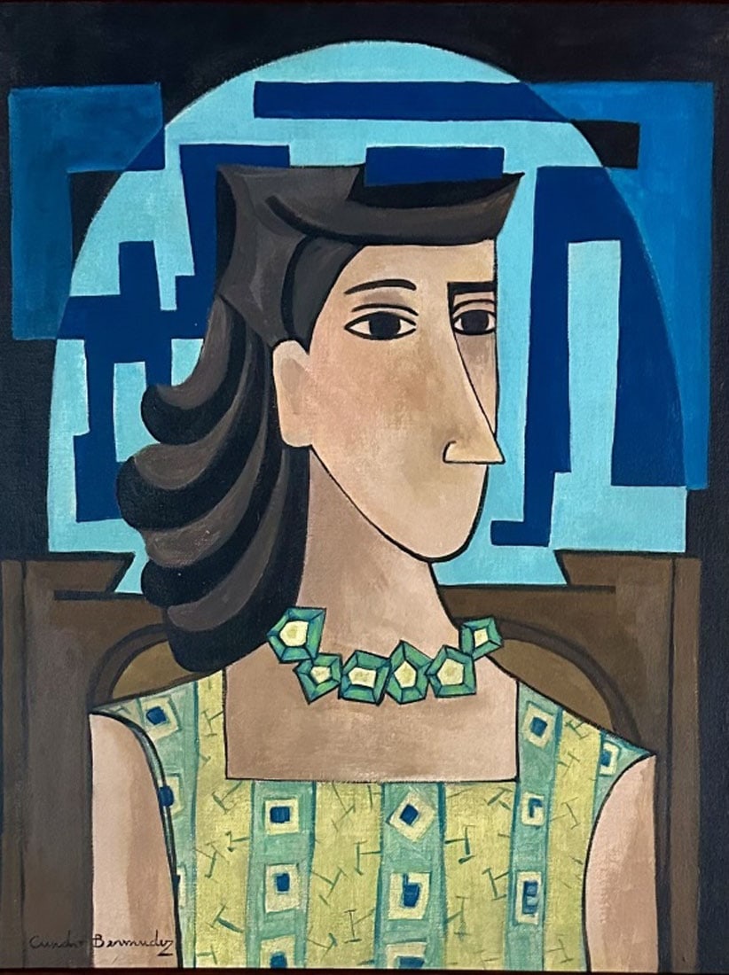 CUNDO BERMUDEZ (CUBAN) OIL ON BOARD: Cundo Bermudez, no coa, private collection, medium: oil, measurements: 23"H X18"W framed, good condition Biography: Cundo Bermúdez, born Secundino Bermúdez y Delgado, was a Cuban painter. Born in Ha