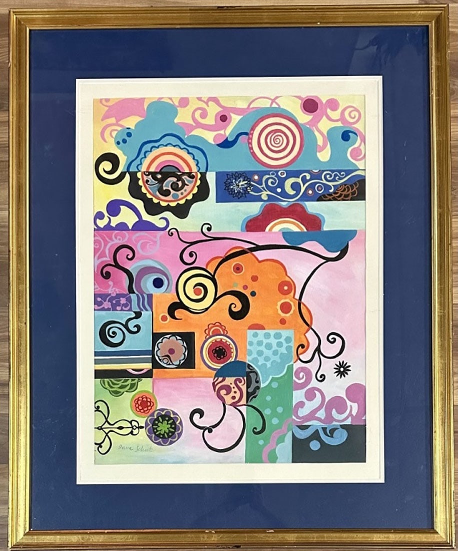 DANA SCHUTZ (AMERICAN) OIL ON PAPER: Dana Schutz, no coa, private collection, medium: oil, measurements: 34"WX42"H framed, mint condition Biography: Dana Schutz is an American artist who lives and works in Brooklyn, New York. Schutz is k