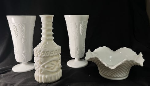 FABULOUS LOT OF ESTATE MILK GLASS DECOR