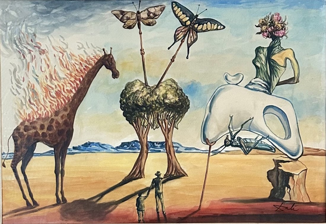 SALVADOR DALI WATERCOLOR ON PAPER (1 of 3)