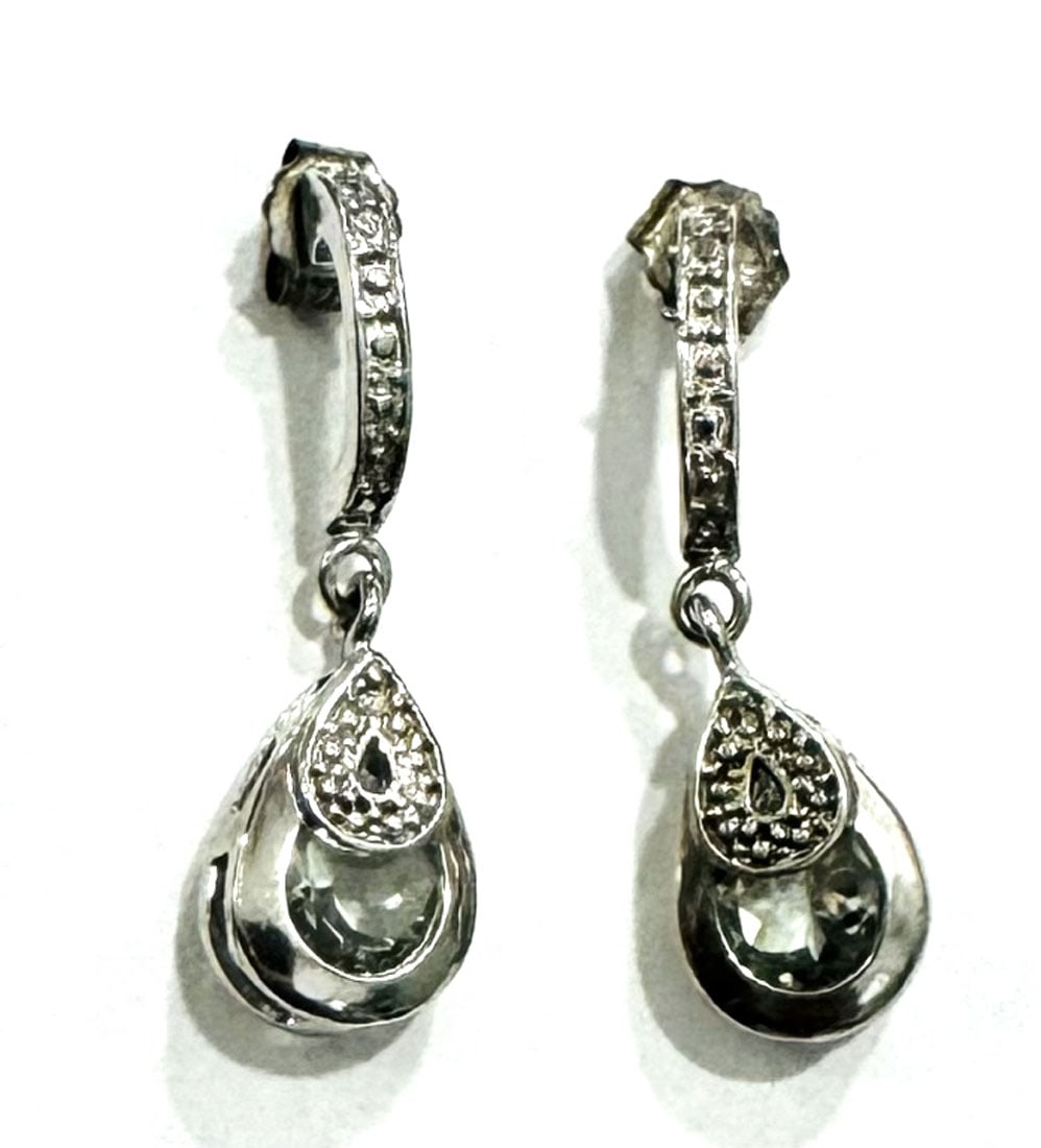 LOVELY STERLING SILVER CRYSTAL DROP EARRINGS (1 of 1)