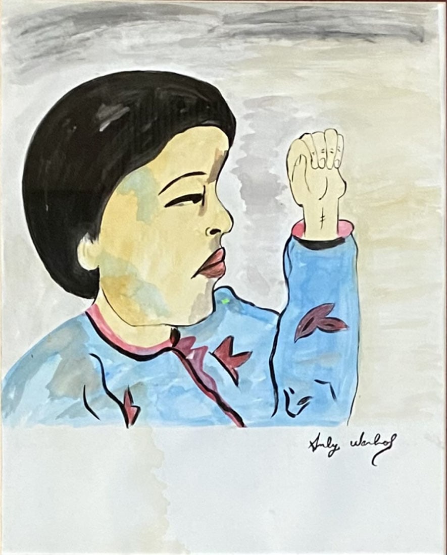 ANDY WARHOL WATERCOLOR ON PAPER: Andy Warhol, no coa, private collection, medium: watercolor, measurements: 24"WX30"H framed good condition, Biography:Andy Warhol was an American visual artist, film director, and producer who was a l