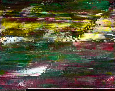 GERHARD RICHTER OIL ON CANVAS: Gerhard Richter, no coa, private collection, medium: oil measurements: 28"W X 22"H no frame, good condition Biography: Gerhard Richter is a German visual artist. Richter has produced abstract as well