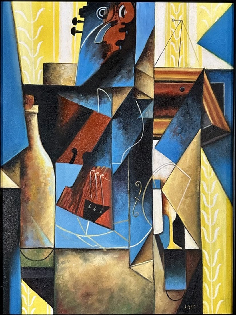 JUAN GRIS (1887-1927) GICLEE' ON CANVAS: Juan Gris, no coa, private collection, medium, giclee' Measurements:22"WX298"H FRAMED, MINT CONDITION/"in the style of"José Victoriano González-Pérez, better known as Juan Gris, was a Spanish paint