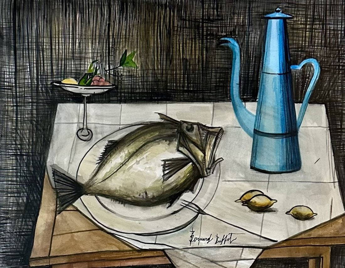 BERNARD BUFFET MIXED MEDIA ON PAPER (1 of 3)