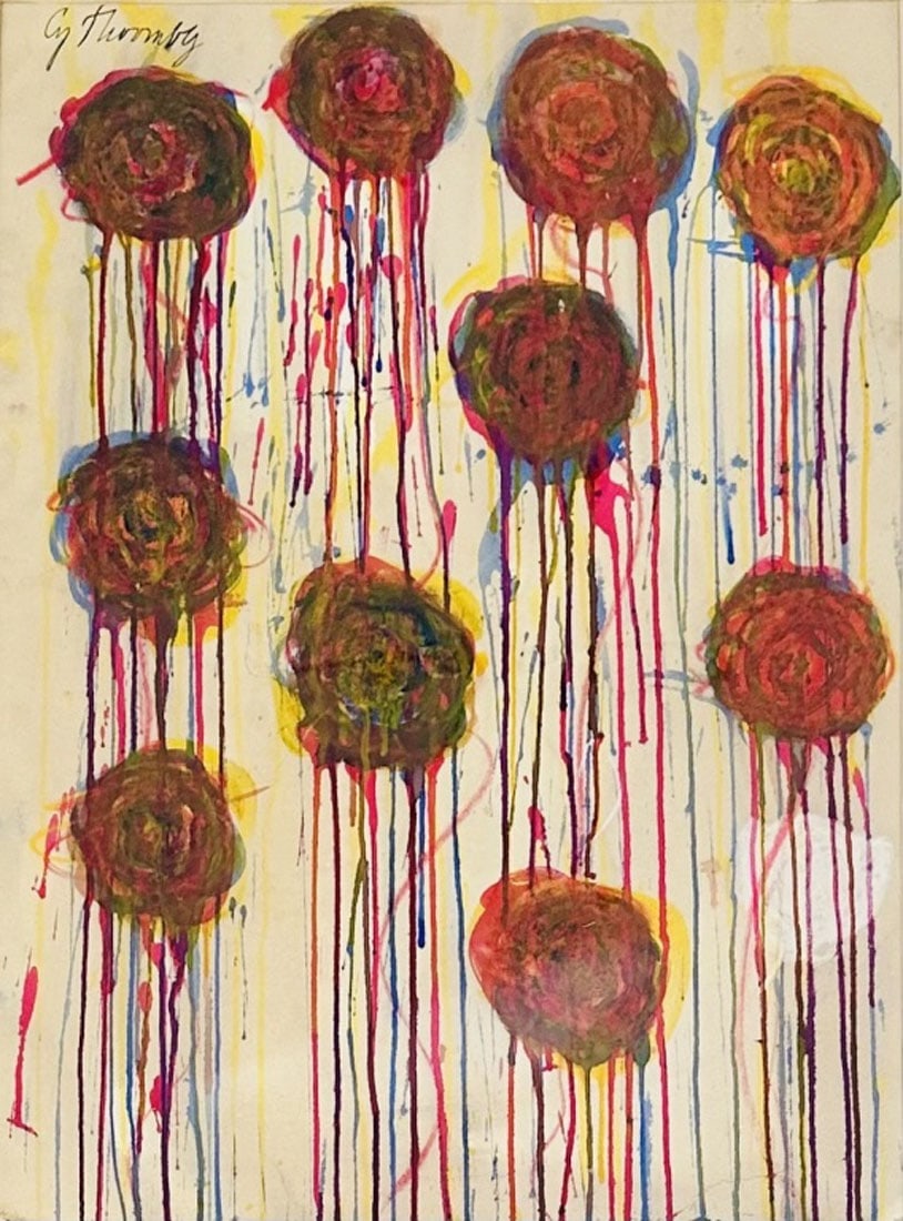 CY TWOMBLY MIXED MEDIA ON PAPER (1 of 3)