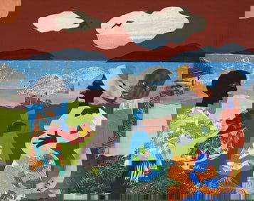 ROMARE BEARDEN COLLAGE ON BOARD