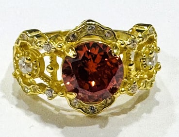 SPARKLING STERLING SILVER DECO SET RING