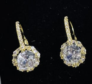 LADIES GLAM CZ STERLING SILVER EARRINGS