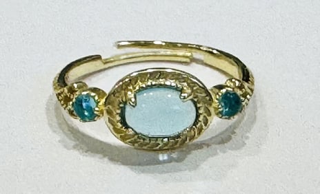 FABULOUS CLOUDY TEAL QUARTZ GEMSTONE RING