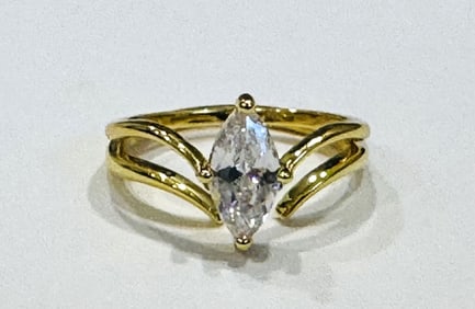 EXCELLENT 3CT MARQUIS CZ ENGAGEMENT RING