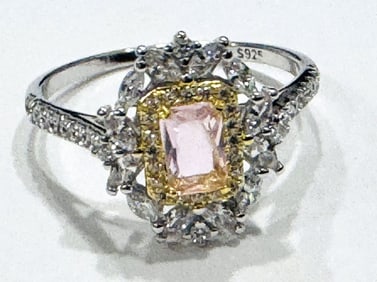 FANTASTIC OINK QUARTZ/CZ STERLING ESTATE RING