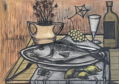 BERNARD BUFFET MIXED MEDIA ON PAPER