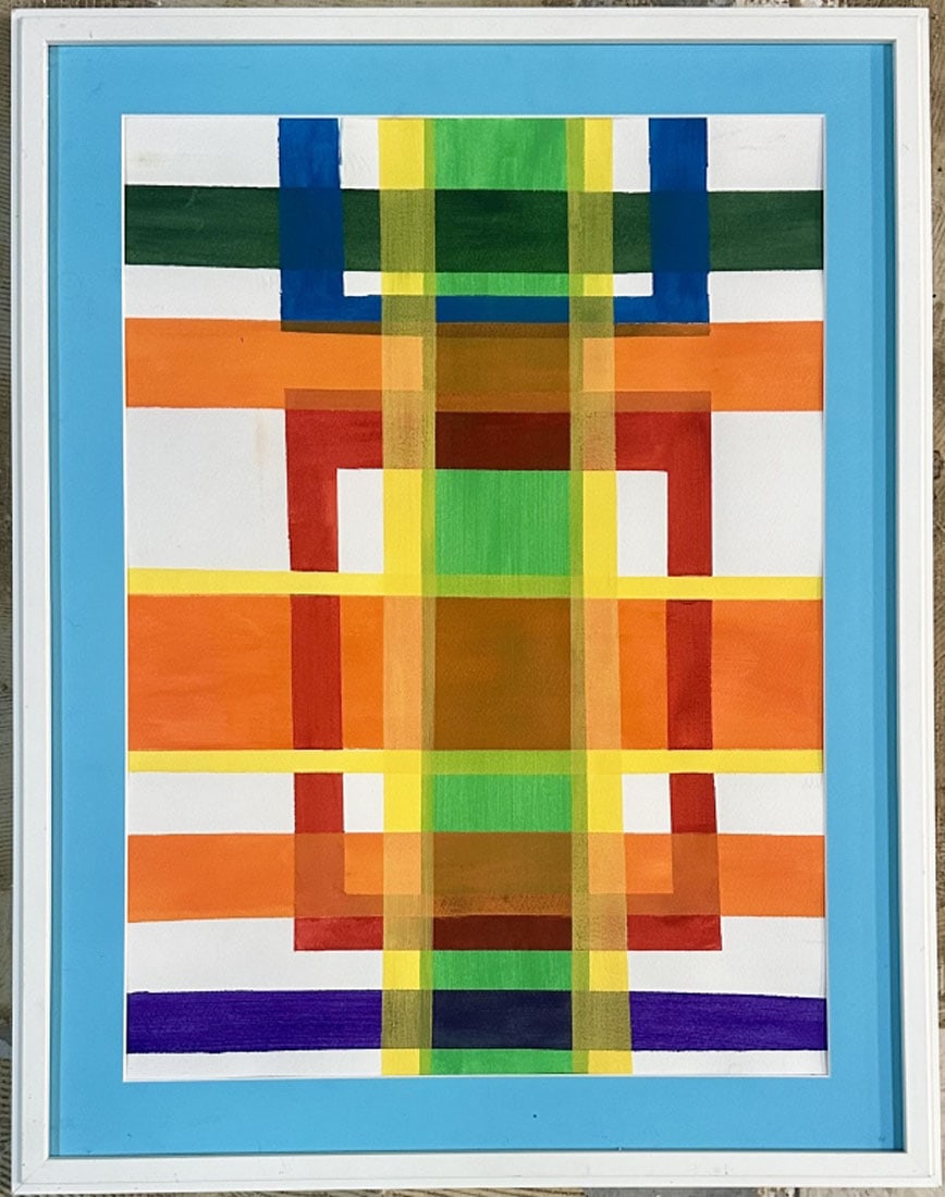 PAUL REED ABSTRACT OIL PAINTING: Paul Reed, no coa, private collection, medium: oil, measurements: 29"H X23" W framed, good condition Biography: Paul Reed was an American artist most associated with the Washington Color School and Co