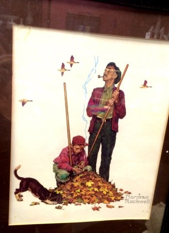 NORMAN ROCKWELL "GRANDPA & ME" PRINT: FRAMED & MATTED/ 16"HX12"W