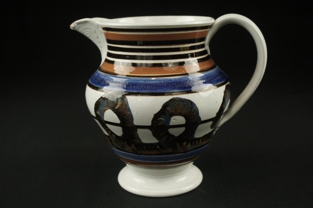 Unusual Form Mocha Pitcher Unusual 19th c. Mocha (1 of 9)
